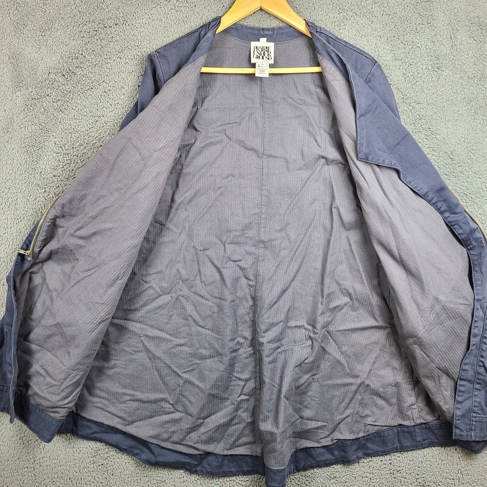 Prairie Underground Women Navy Organic Cotton Asymmetrical Zip Jacket Coat L - Picture 4 of 8